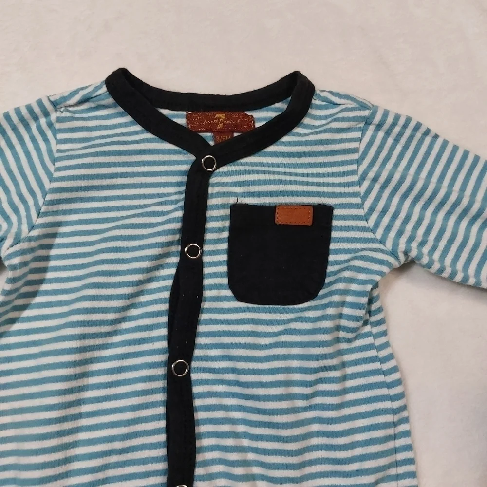 7 for All Man Kind Striped Romper Size 3-6 Months